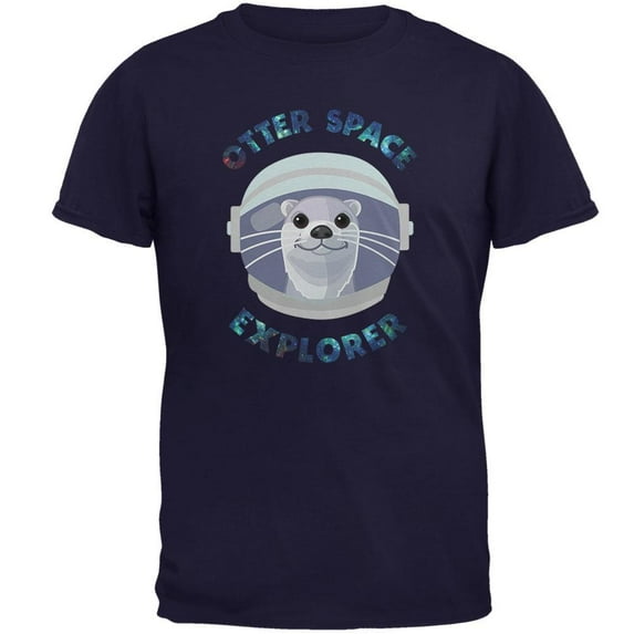 Otter Outer Space Explorer Cute Mens T Shirt Navy 3X-LG