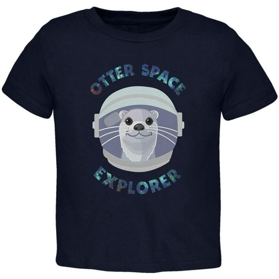 Otter Outer Space Explorer Cute Toddler T Shirt Navy 3T