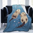 thumbnail image 1 of Otter Pattern Throw Blanket Cute Hand-Holding Artwork, Artistic and Playful Home Decor 60x50, 1 of 6