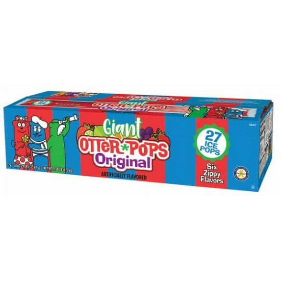 Otter Pops Giant Original Assorted Fruit Ice Pops, Gluten- Free Frozen Snack, 5.5 oz, 27 Count