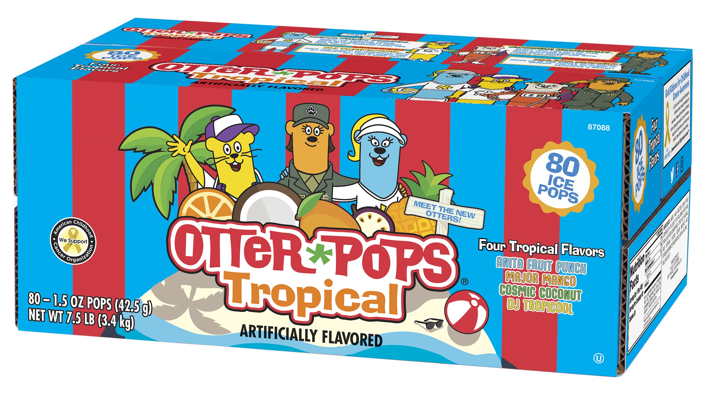 Otter Pops Tropical Delicious Freezer Bars, 1.5 Oz., 80 Count - image 1 of 6