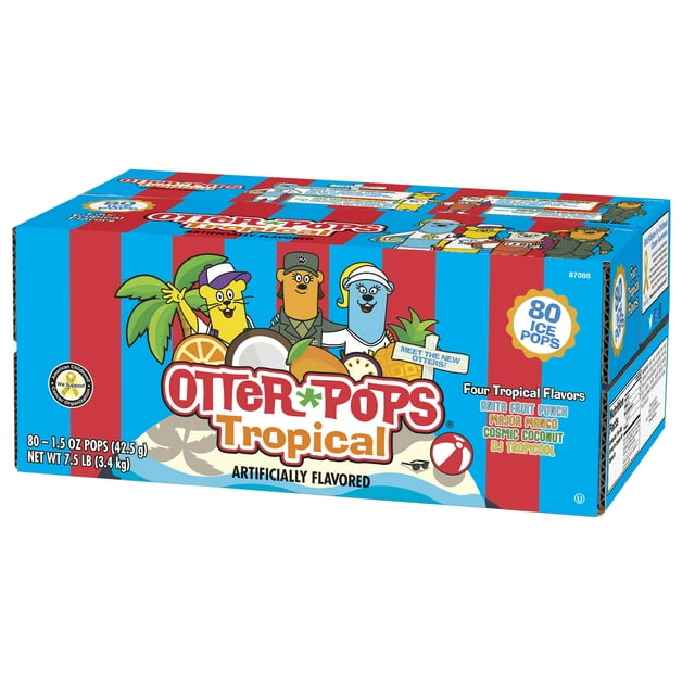 Otter Pops Tropical Delicious Freezer Bars, 1.5 Oz., 80 Count