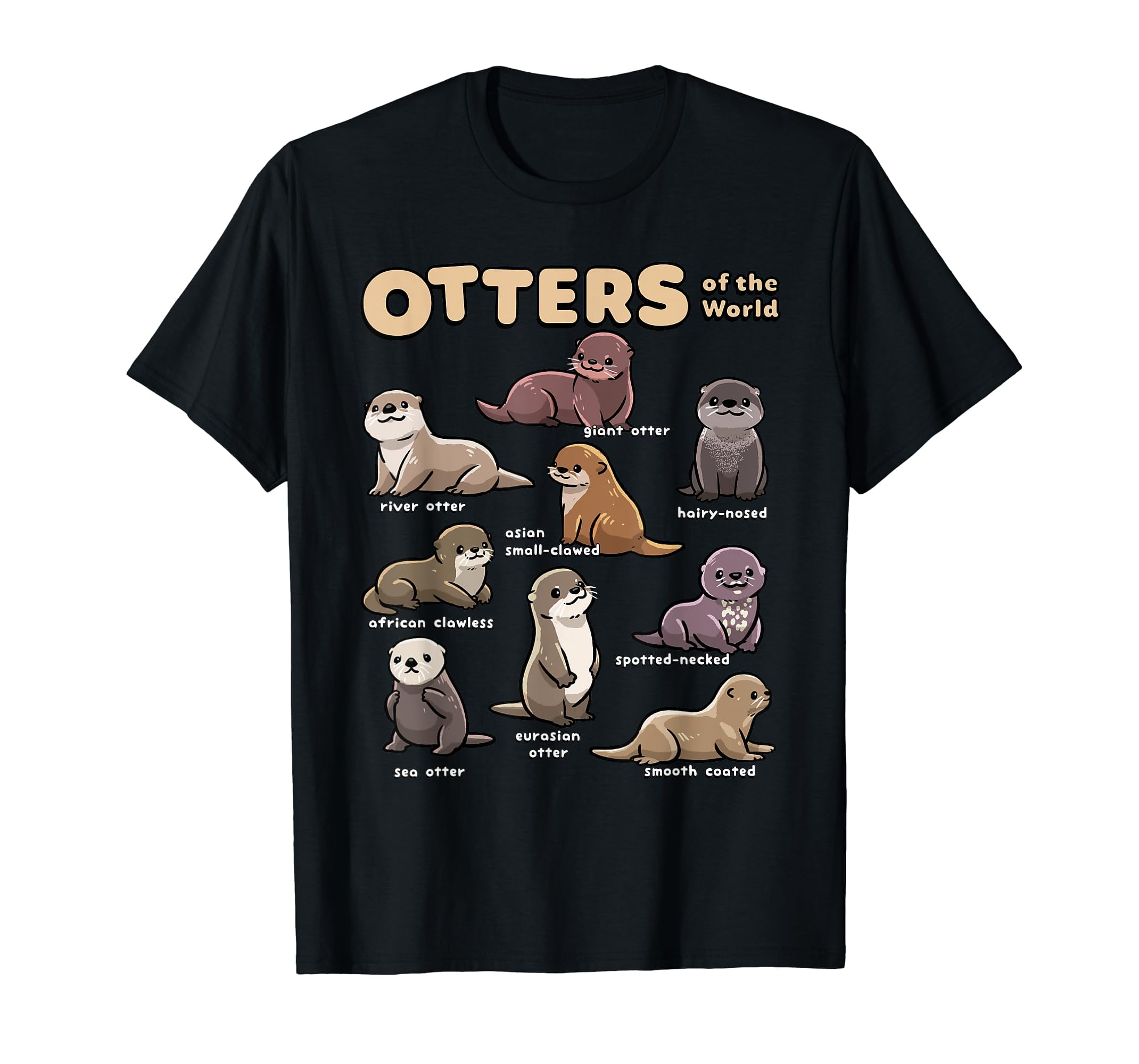 Otter Sea Animals of the World Chibi Otter Lover Educational T-Shirt ...