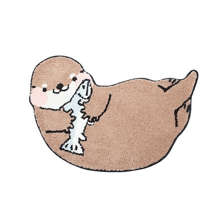 Otter Shaped Rug Animals Bath Mat Area Rug Non-Slip Bathroom Door Mat for Bedroom Bathroom Kitchen Cartoon Area Rug for Kid’s Room Soft Bathmat Home Decor