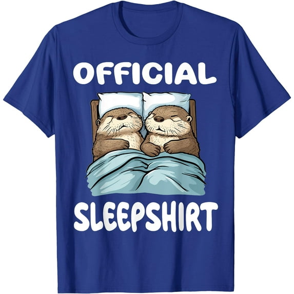 Otter Sleepshirt Nightgown Softystyle Unisex T-Shirt,Royal Blue Color,Size YXL