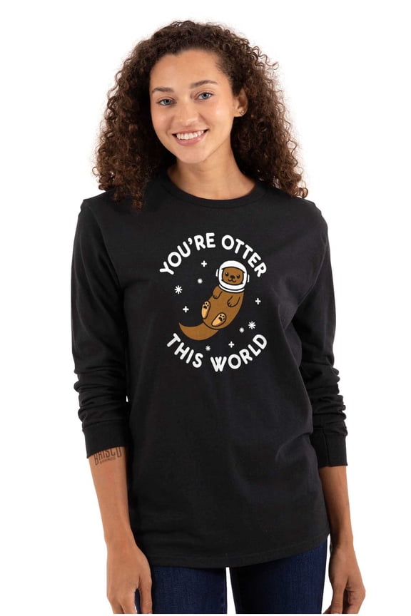 Otter This World Adorable Animal Long Sleeve TShirt Men Women Brisco Brands M