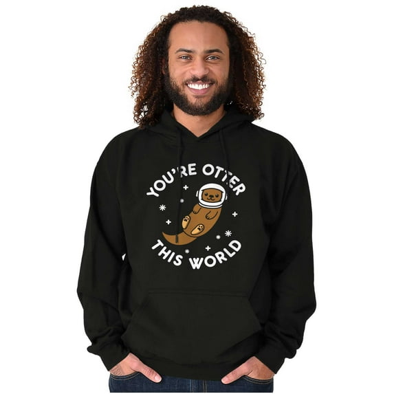 Otter This World Adorable Animal Unisex Plus Fleece Graphic Hoodie Brisco Brands 4X