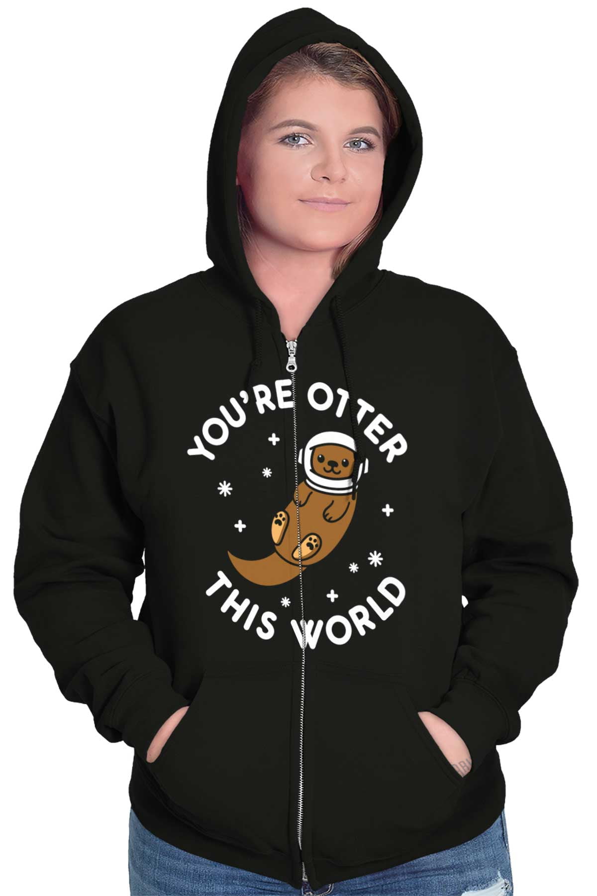 Otter This World Adorable Animal Zip Up Hoodie Men's Women's Brisco