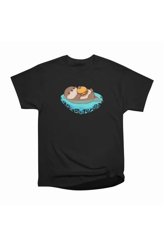 Otter enjoys a tasty burger and good vibes T-Shirt Tee Gift For Him Merch For Her Apparel