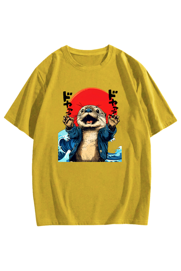 Otter in japanese Cotton casual T-shirt