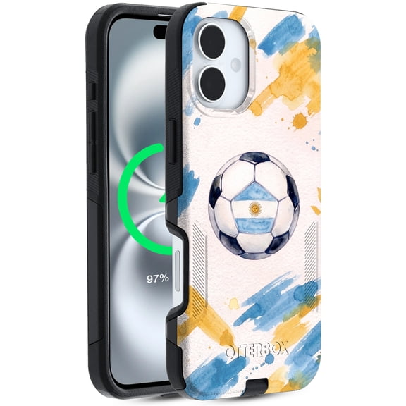 OtterBox Argentina Goat Soccer Phone Case, iPhone 16 Plus - Commuter Magsafe Series - 3X Military Standard Drop Protection, Slim Dual-Layer Design - Printed in USA