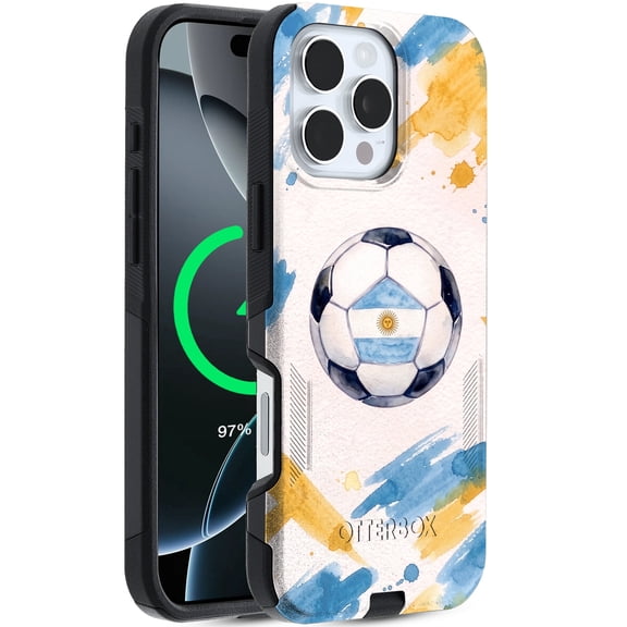 OtterBox Argentina Goat Soccer Phone Case, iPhone 16 Pro Max - Commuter Magsafe Series - 3X Military Standard Drop Protection, Slim Dual-Layer Design - Printed in USA