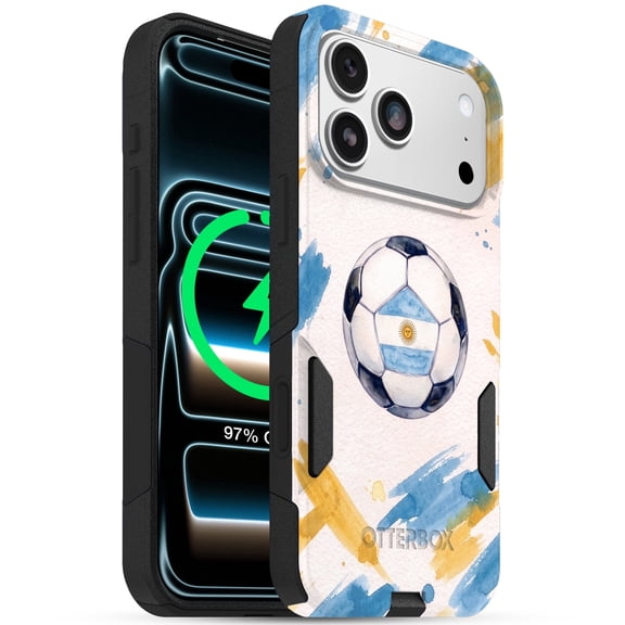OtterBox Argentina Goat Soccer Phone Case, iPhone 17 Pro - Commuter Magsafe Series - 3X Military Standard Drop Protection, Slim Dual-Layer Design - Printed in USA