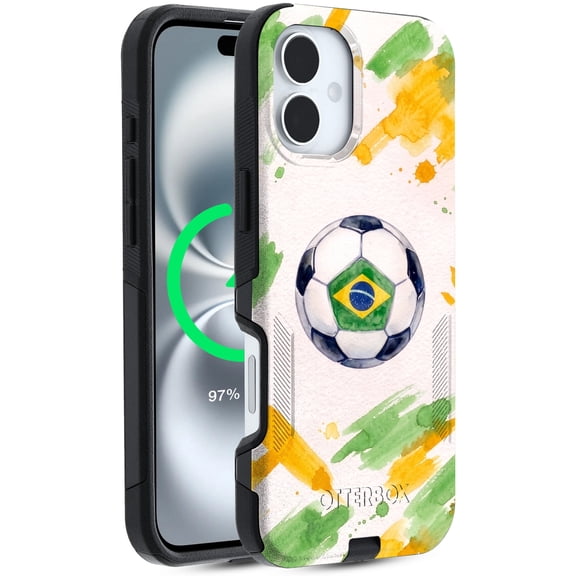 OtterBox iPhone 16 Plus Case, Fully MagSafe, Dual-Layer Shockproof Protection - Brazil Soccer Design