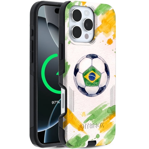 OtterBox iPhone 16 Pro Case, Fully MagSafe, Dual-Layer Shockproof Protection - Brazil Soccer Design