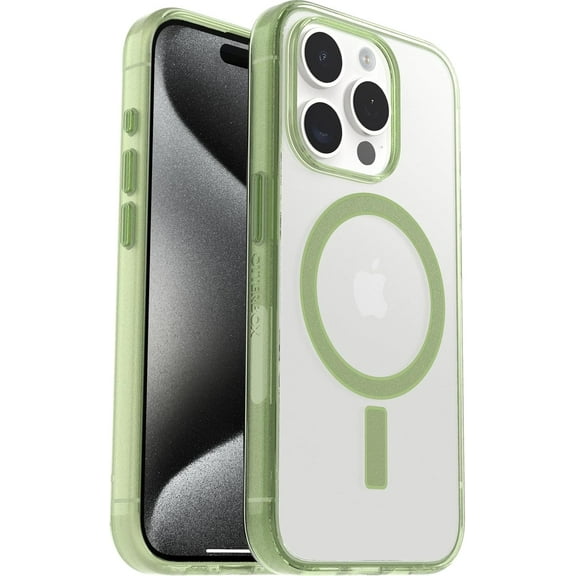 OtterBox Clear case with Colorful Grip Edge case for iPhone 15 Pro - Moray (Green)