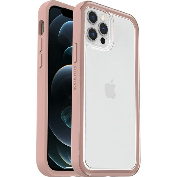 OtterBox Clear case with Colorful Grip Edge for iPhone 12/12 Pro - Potters Clay (Clear/Pink)