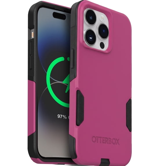 OtterBox Commuter Case for iPhone 14 Pro Max – Pink/Black – Slim, Shockproof, Dual Layer Drop Protection