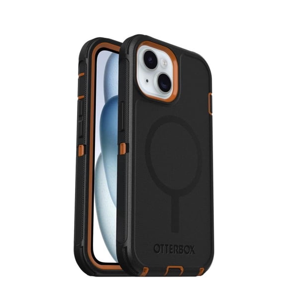 OtterBox Commuter MagSafe Case for iPhone 16e/15/14/13 – Black/Brown – Slim, Shockproof, Dual Layer Drop Protection