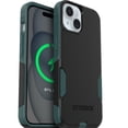 thumbnail image 1 of OtterBox Commuter Series Case - iPhone 17e, iPhone 16e, iPhone 15, iPhone 14, iPhone 13 - MagSafe Edition - Slim & Tough, Pocket-Friendly, with Port Protection - Black & Green, 1 of 8