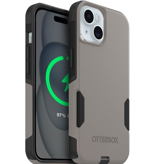 OtterBox Commuter Series Case - iPhone 17e, iPhone 16e, iPhone 15, iPhone 14, iPhone 13 - MagSafe Edition - Thin & Tough, Pocket-Friendly, with Port Protection - Grey & Black