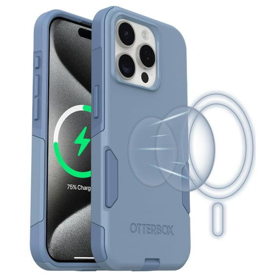 OtterBox iPhone 15 Pro Commuter Series Case - MagSafe Edition - Blue, Slim & Tough, Pocket-Friendly, with Port Protection - Crisp Denim