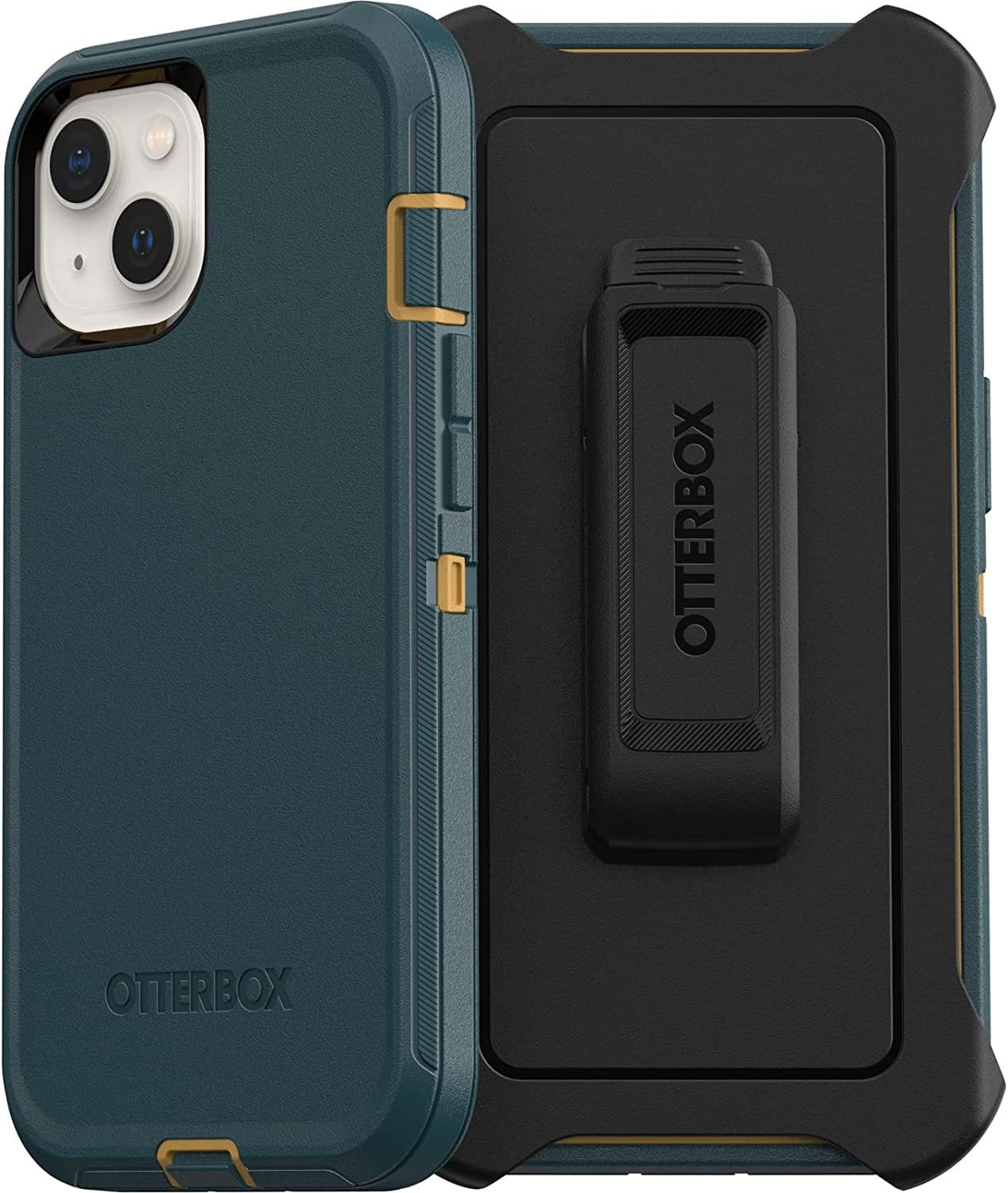 OtterBox DEFENDER Dual Material Construction Heavy Duty Cell Phone Case for Apple iPhone 13, Hunter Green