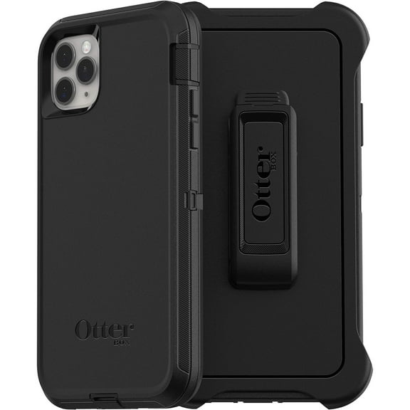 OtterBox iPhone 11 Pro Max Defender Series Case - Black, Rugged & Durable, with Port Protection, Includes Holster Clip Kickstand
