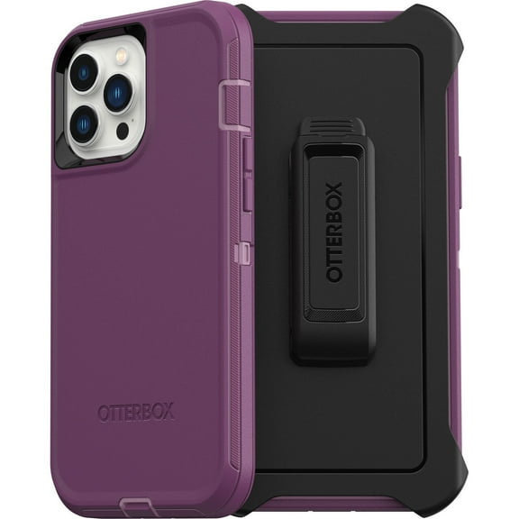 OtterBox DEFENDER SERIES Kickstand Holster Cell Phone Case for iPhone 13 Pro Max, Happy Purple