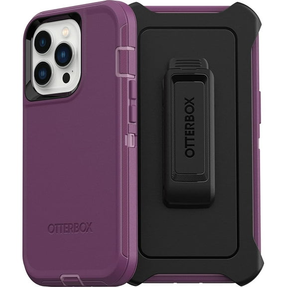 OtterBox Defender Kickstand Holster Cell Phone Case for Apple iPhone 13 Pro, Purple