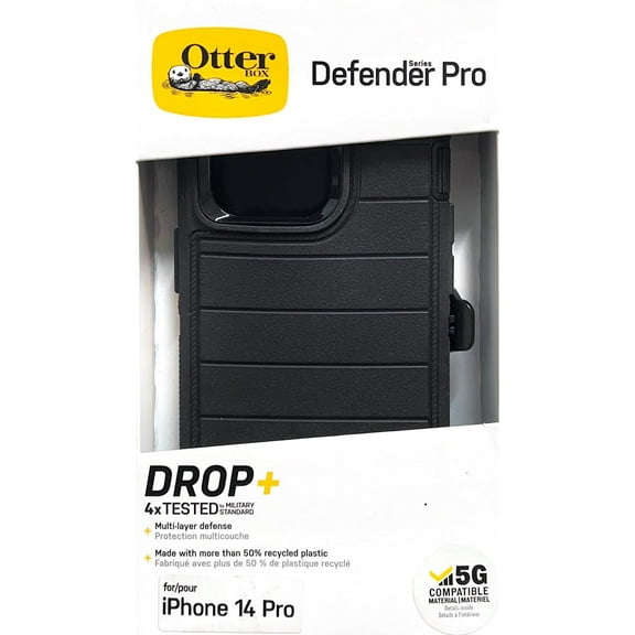Open Box OtterBox Defender Pro Series Case and Holster for iPhone 14 Pro - Black