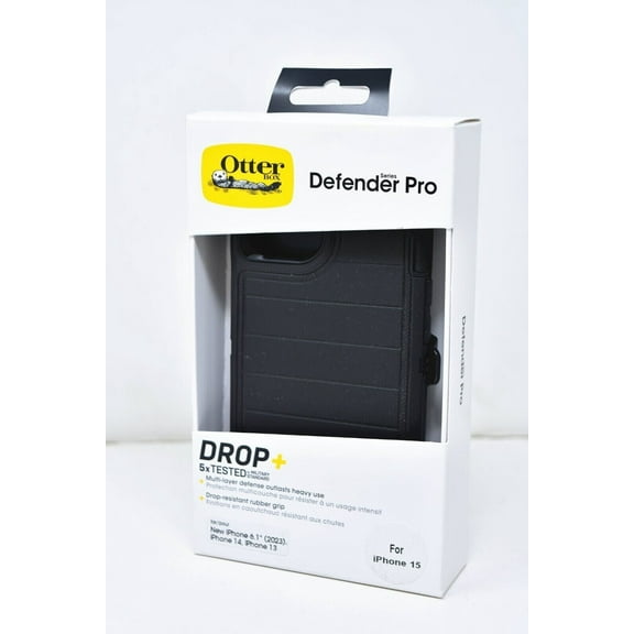 OtterBox Defender Pro Series Case for Apple iPhone 15 / iPhone 14 / iPhone 13 - Black