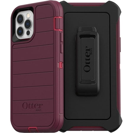 OtterBox Defender Series Case for iPhone 12 & iPhone 12 Pro Only - Holster Clip Included - Microbial Defense Protection - Retail Packaging - Berry Potion Raspberry Wine/Boysenberry