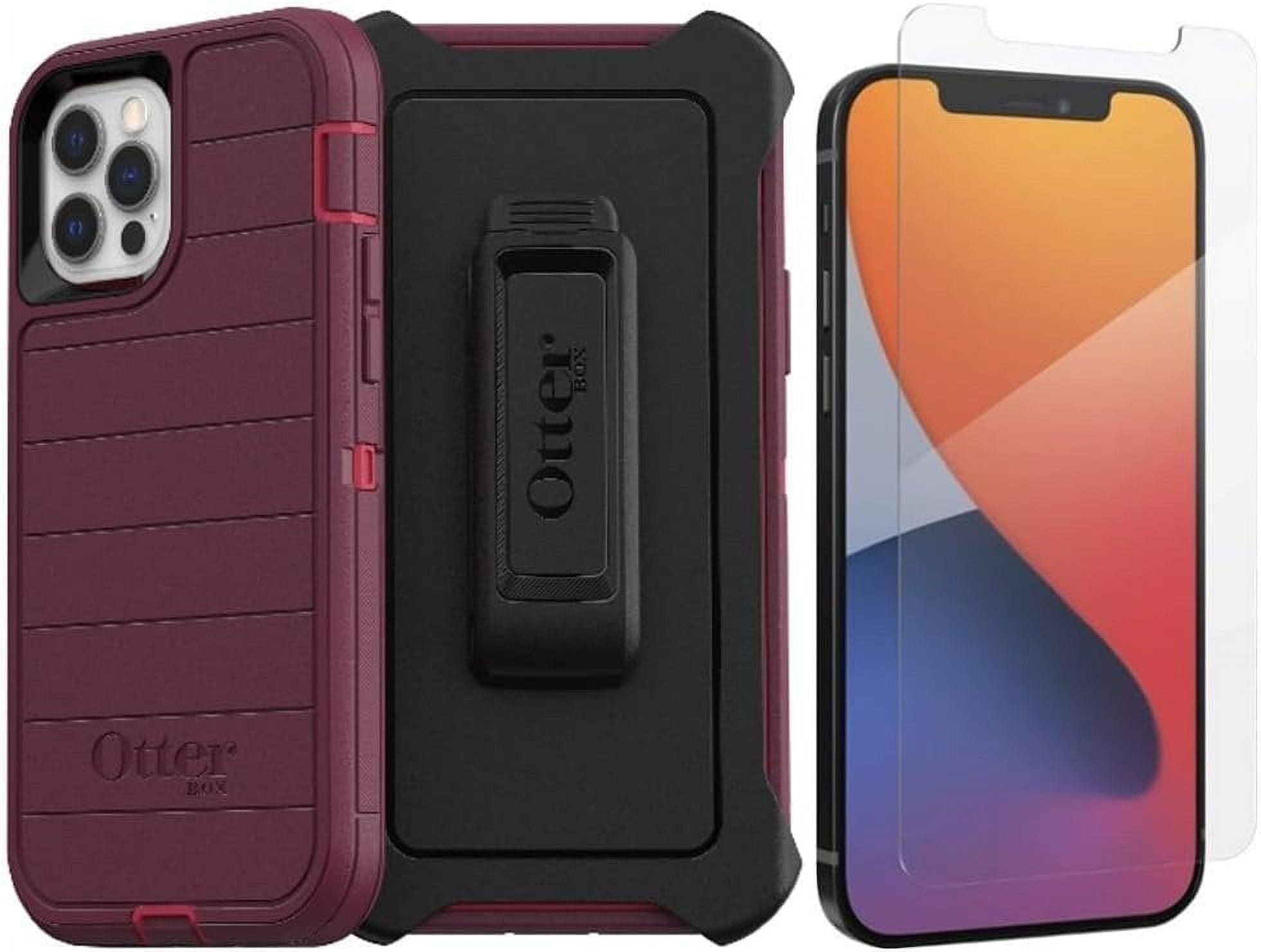 OtterBox Defender Series Phone Case with Holster Clip for iPhone 12 & iPhone 12 Pro, Berry Potion