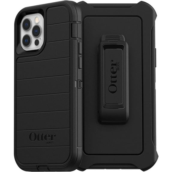 OtterBox Defender Series Rugged Case for Apple iPhone 12 & iPhone 12 Pro - Black with Microbial Defense