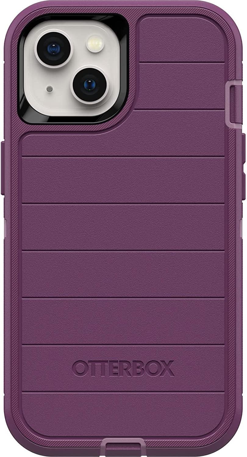 OtterBox Defender Series Rugged Case for iPhone 13 NOT Mini/Pro/Pro Max Case Only - Non-Retail Packaging - Happy Purple - with Microbial Defense
