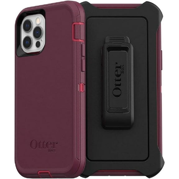 OtterBox 27-54137-E48-NR Kickstand Holster Cell Phone Case for iPhone 12, iPhone 12 Pro, Boysenberry