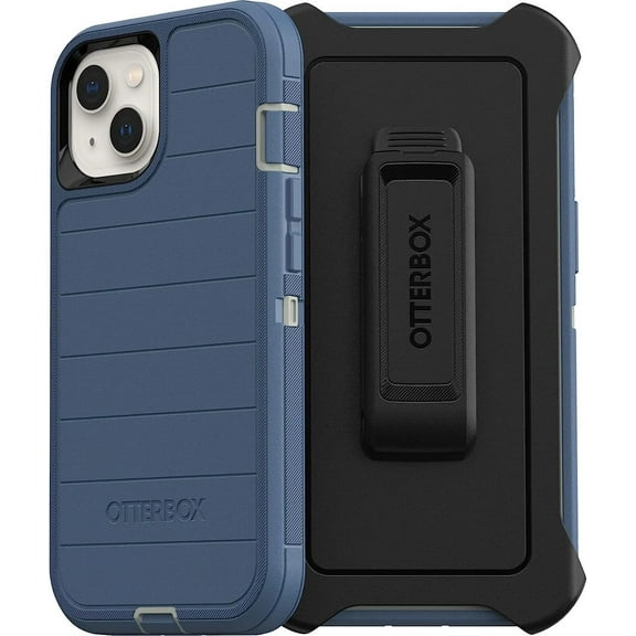 OtterBox Defender Series Screenless Edition Case for iPhone 13 Only - Holster Clip Included - Microbial Defense Protection - Non-Retail Packaging - Fort Blue