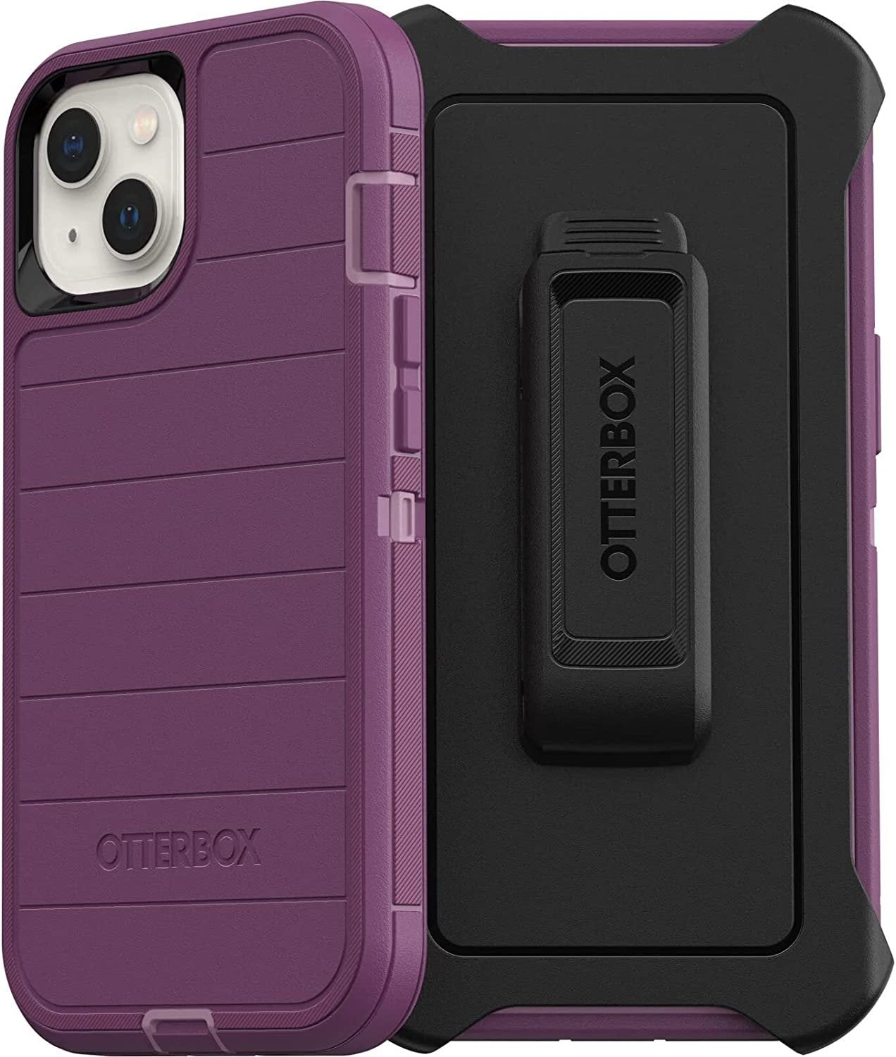 OtterBox Defender Series Screenless Edition Case for iPhone 13 Only - Holster Clip Included - Microbial Defense Protection - Retail Packaging - Happy Purple
