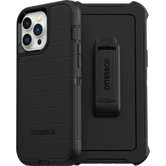 OtterBox Defender Series Screenless Edition Case for iPhone 13 Pro Max & iPhone 12 Pro Max Only - Holster Clip Included - Microbial Defense Protection - Non-Retail Packaging - Black