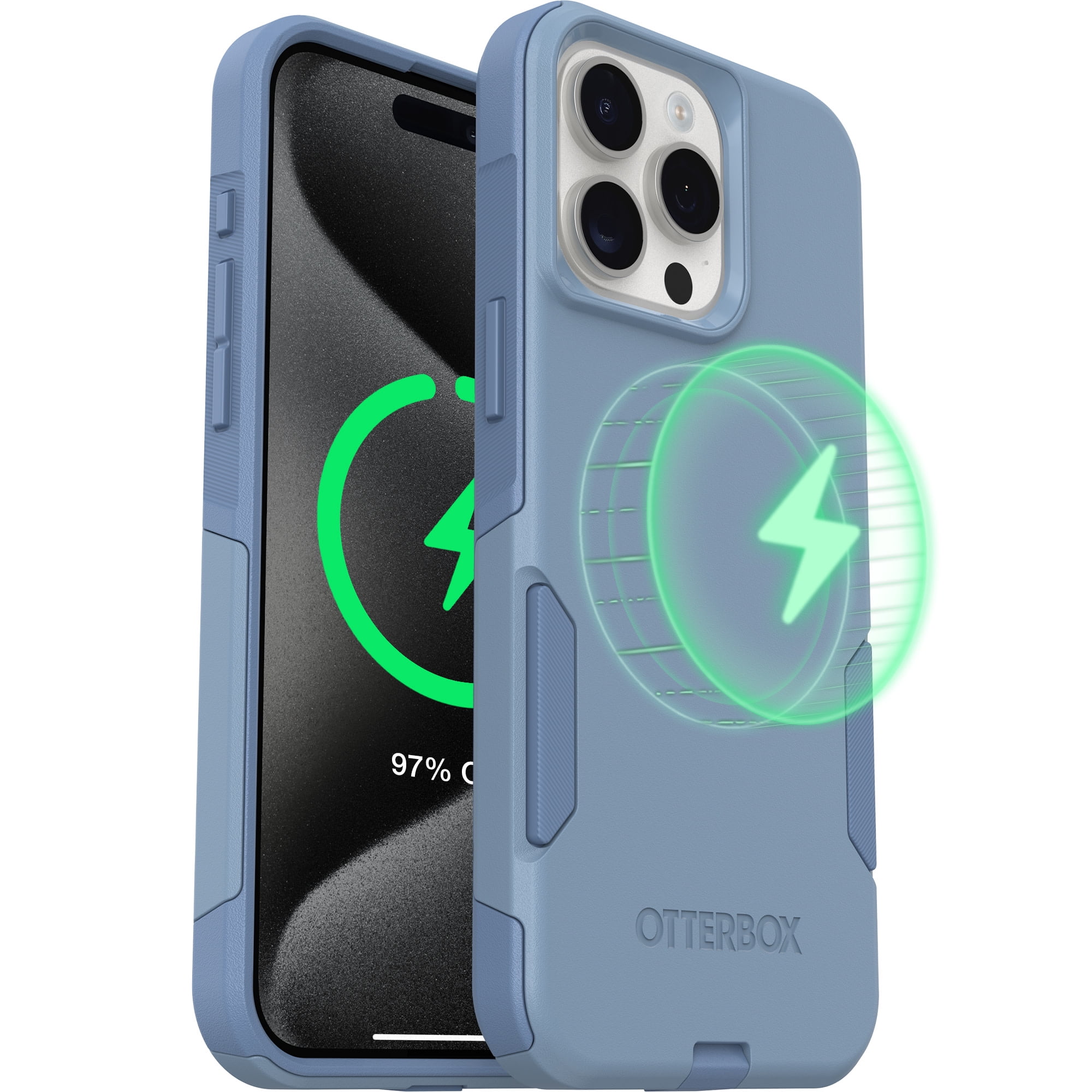 OtterBox iPhone 15 Pro Commuter Series Case - MagSafe Edition - Blue, Slim & Tough, Pocket-Friendly, with Port Protection - Crisp Denim