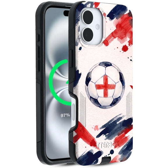 OtterBox England World Cup Phone Case, iPhone 16 - Commuter Magsafe Series - Shockproof Dual-Layer Protection, Slim Protective Case - Printed in USA