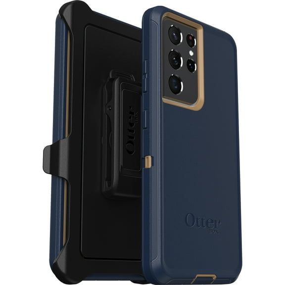 OtterBox Galaxy S21 Ultra 5G (Only) - Defender Series Screenless Edition Case - Blue Suede Shoes - Holster Clip Included - Non-Retail Packaging