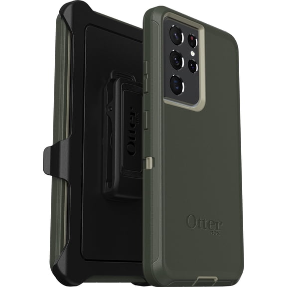 OtterBox Galaxy S21 Ultra 5G (Only) - Defender Series Screenless Edition Case - Lichen The Trek (Green) - Holster Clip Included - Non-Retail Packaging