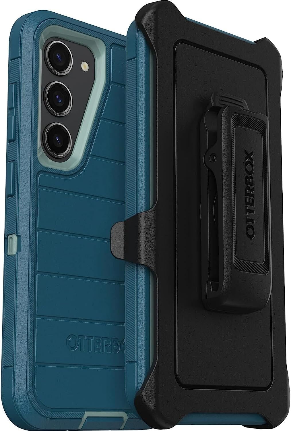 OtterBox Galaxy S23 Only - Defender Series Case - Manoeuvre Blue, Rugged & Durable - with Port Protection - Includes Holster Clip Kickstand - Microbial Defense Protection - Non-Retail Packaging