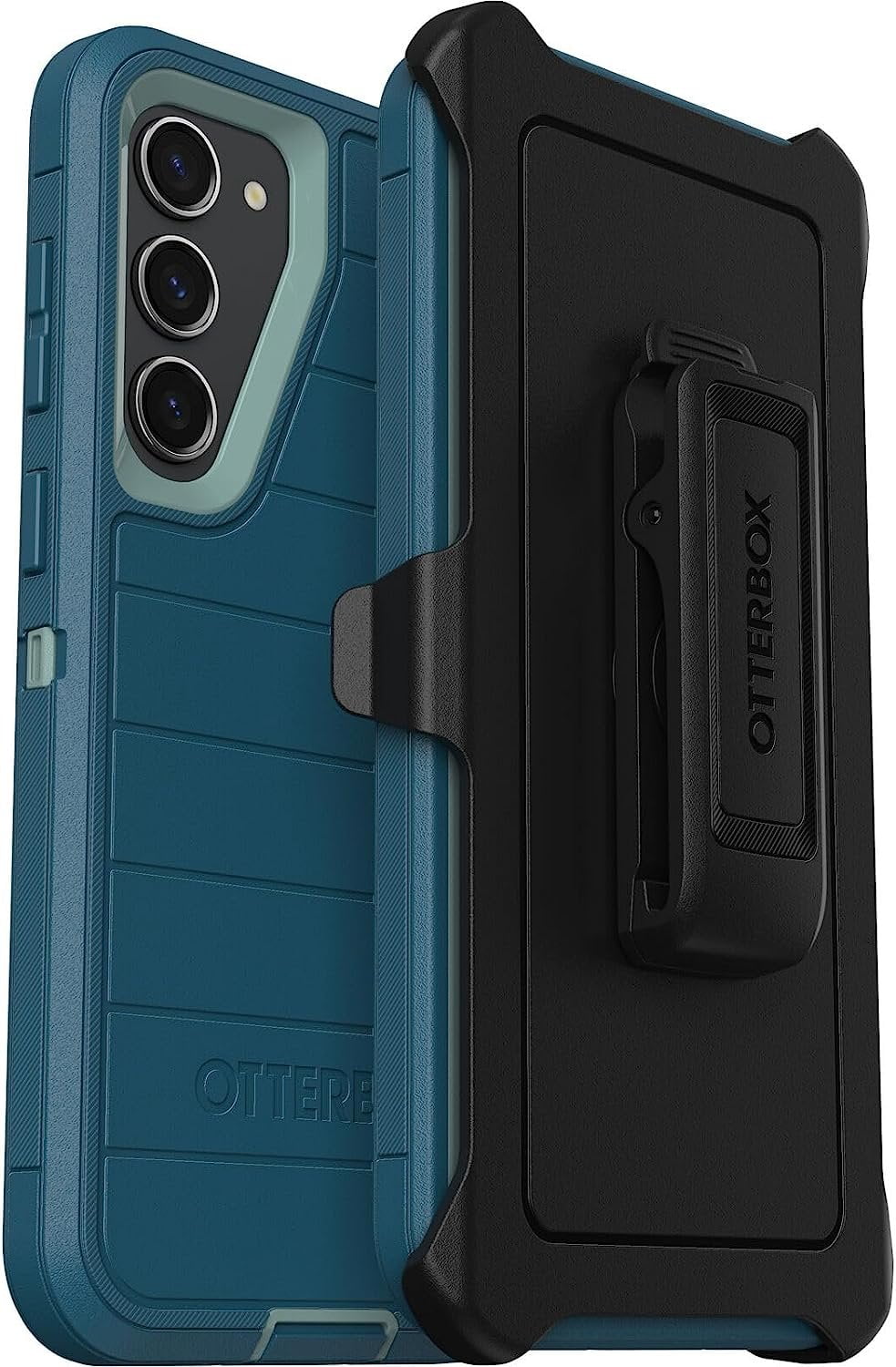 OtterBox Galaxy S23+ Only - Defender Series Case - Manoeuvre Blue, Rugged & Durable - with Port Protection - Includes Holster Clip Kickstand - Non-Retail Packaging