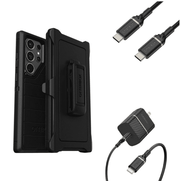 OtterBox Kickstand Holster Cell Phone Case for Samsung Galaxy S23 with Charger, Black