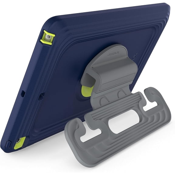 OtterBox Made for Kids Case for iPad 7th, 8th & 9th Gen with Kickstand & car headrest Mount Holder, Brave Blue