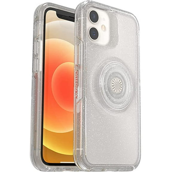 OtterBox + Pop Symmetry Series Clear Case for iPhone 12 Mini, Retail Packaging - Stardust Silver Flake/Clear with Stardust Pop
