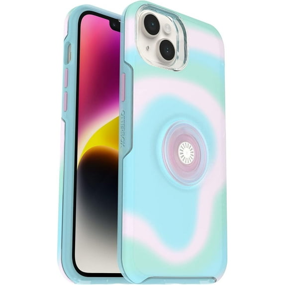 OtterBox + Pop Symmetry Series Slim Case for iPhone 14 Plus with PopSockets PopGrip, Glowing Aura